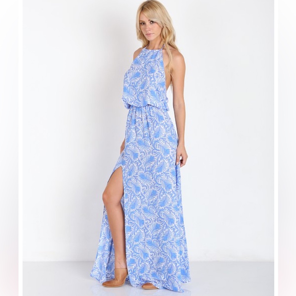 Show Me Your Mumu Heather Halter Dress Sea Breeze size medium